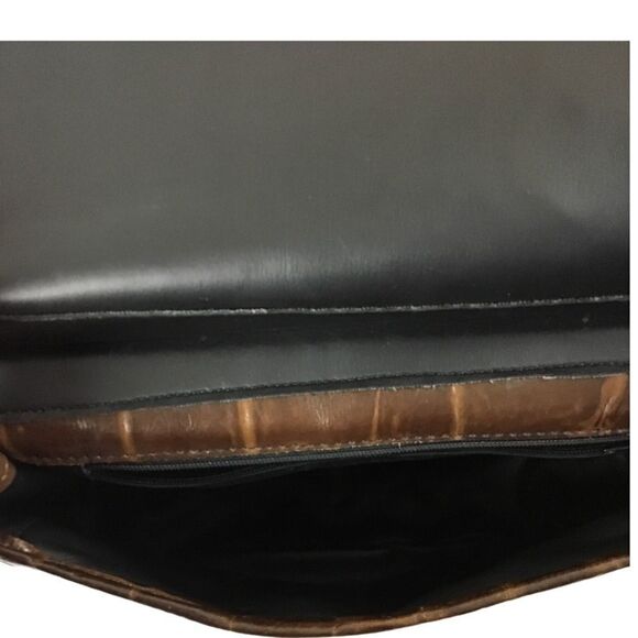 L J Simone VTG Croc Embossed & Suede Crossbody Bag - Picture 8 of 8